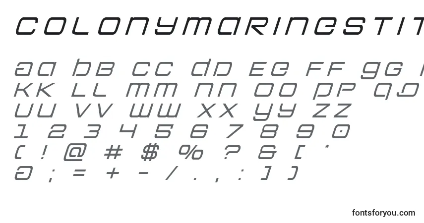 A fonte Colonymarinestitleital – alfabeto, números, caracteres especiais