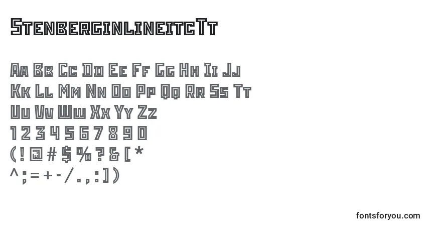 A fonte StenberginlineitcTt – alfabeto, números, caracteres especiais