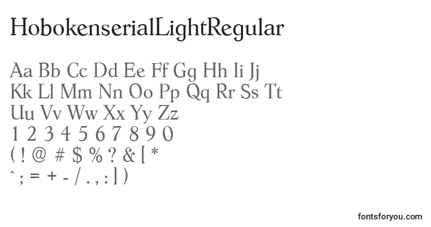 Czcionka HobokenserialLightRegular – alfabet, cyfry, specjalne znaki