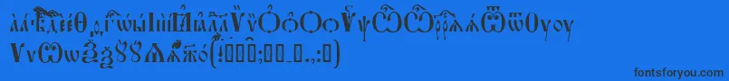 FeofanUcs Font – Black Fonts on Blue Background