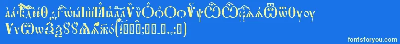 FeofanUcs Font – Yellow Fonts on Blue Background