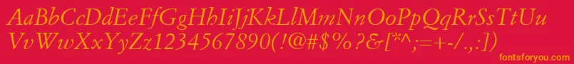 SimonciniGaramondLtItalic Font – Orange Fonts on Red Background