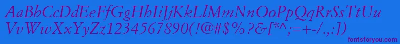 SimonciniGaramondLtItalic Font – Purple Fonts on Blue Background