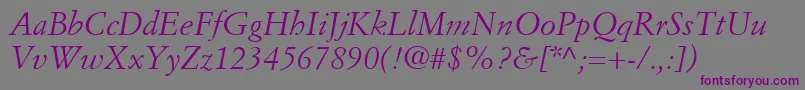 SimonciniGaramondLtItalic Font – Purple Fonts on Gray Background