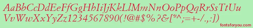 SimonciniGaramondLtItalic Font – Red Fonts on Green Background