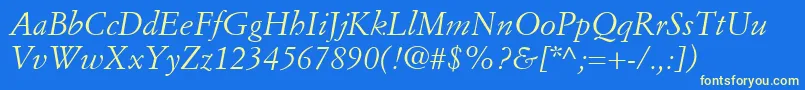 SimonciniGaramondLtItalic Font – Yellow Fonts on Blue Background