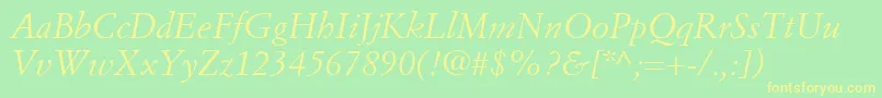 SimonciniGaramondLtItalic Font – Yellow Fonts on Green Background