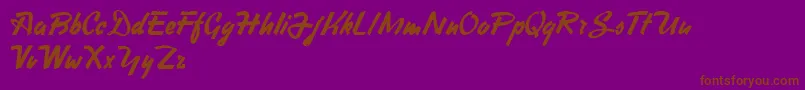 Fonte HeavySquaredWriting – fontes marrons em um fundo roxo