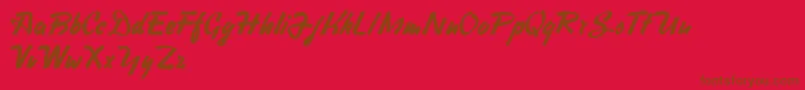 HeavySquaredWriting-Schriftart – Braune Schriften auf rotem Hintergrund