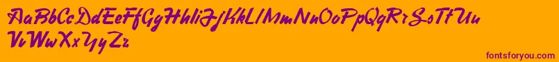 HeavySquaredWriting Font – Purple Fonts on Orange Background
