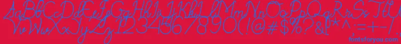 フォントBudapest – 赤い背景に青い文字