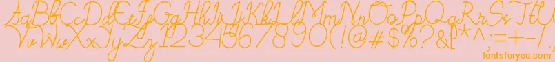 Budapest-Schriftart – Orangefarbene Schriften auf rosa Hintergrund
