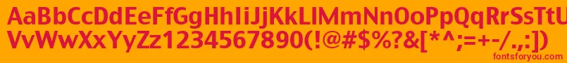 フォントRostislavc – オレンジの背景に赤い文字