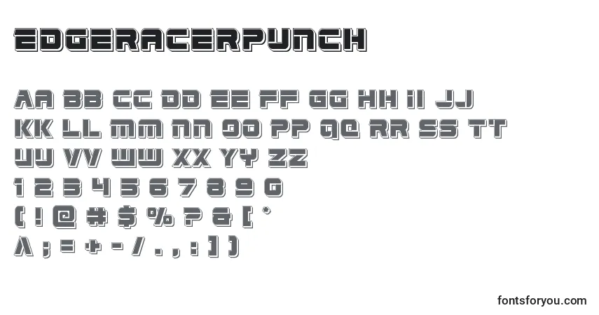 Czcionka Edgeracerpunch – alfabet, cyfry, specjalne znaki