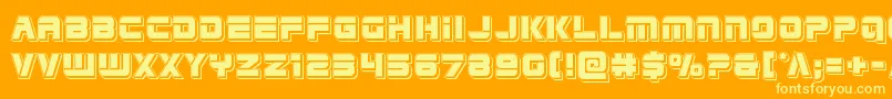 Edgeracerpunch-Schriftart – Gelbe Schriften auf orangefarbenem Hintergrund