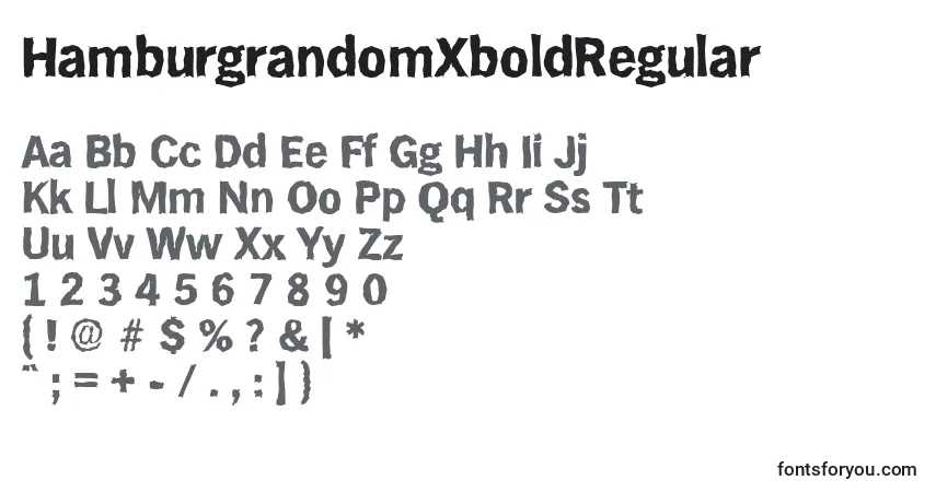 Czcionka HamburgrandomXboldRegular – alfabet, cyfry, specjalne znaki