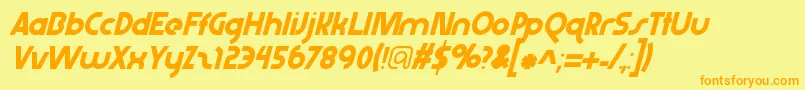 Fonte Abraxeousextrathinitalic – fontes laranjas em um fundo amarelo