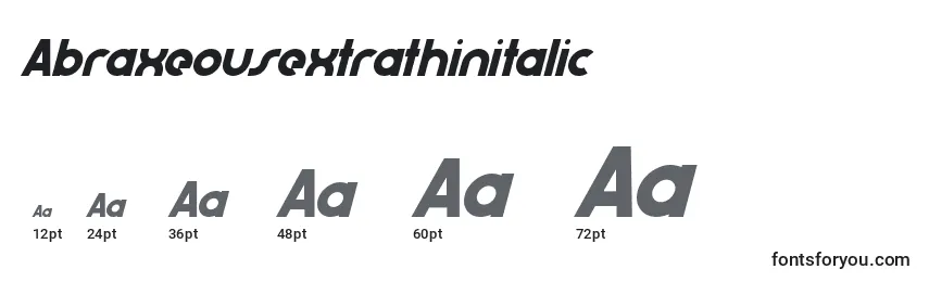 Размеры шрифта Abraxeousextrathinitalic