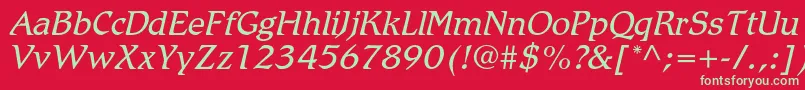 RomicstdLightitalic Font – Green Fonts on Red Background