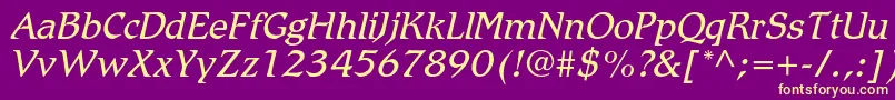 RomicstdLightitalic Font – Yellow Fonts on Purple Background