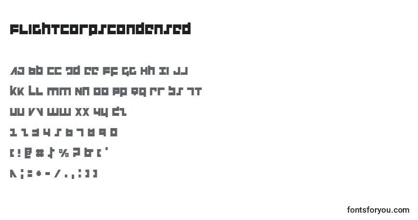 A fonte FlightCorpsCondensed – alfabeto, números, caracteres especiais