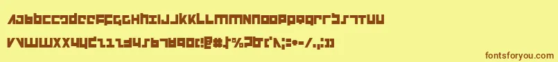 フォントFlightCorpsCondensed – 茶色の文字が黄色の背景にあります。