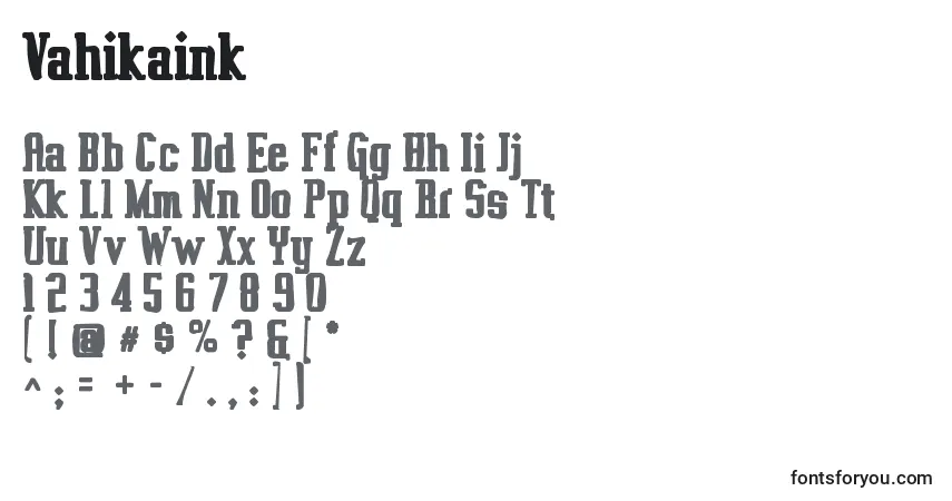 Schriftart Vahikaink – Alphabet, Zahlen, spezielle Symbole