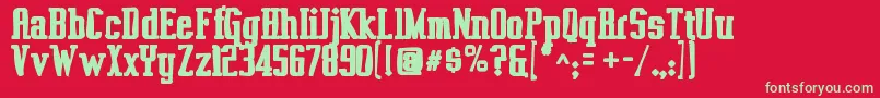 Czcionka Vahikaink – zielone czcionki na czerwonym tle