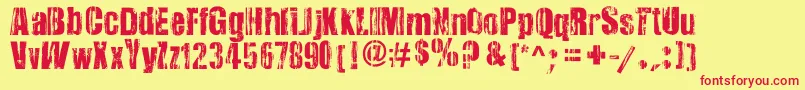 VeryDamaged Font – Red Fonts on Yellow Background