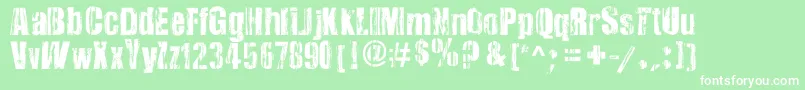 VeryDamaged-Schriftart – Weiße Schriften auf grünem Hintergrund