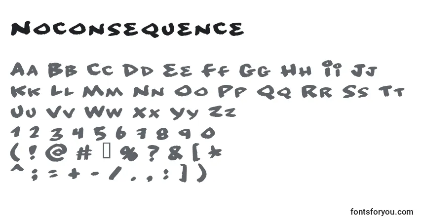 Czcionka Noconsequence – alfabet, cyfry, specjalne znaki