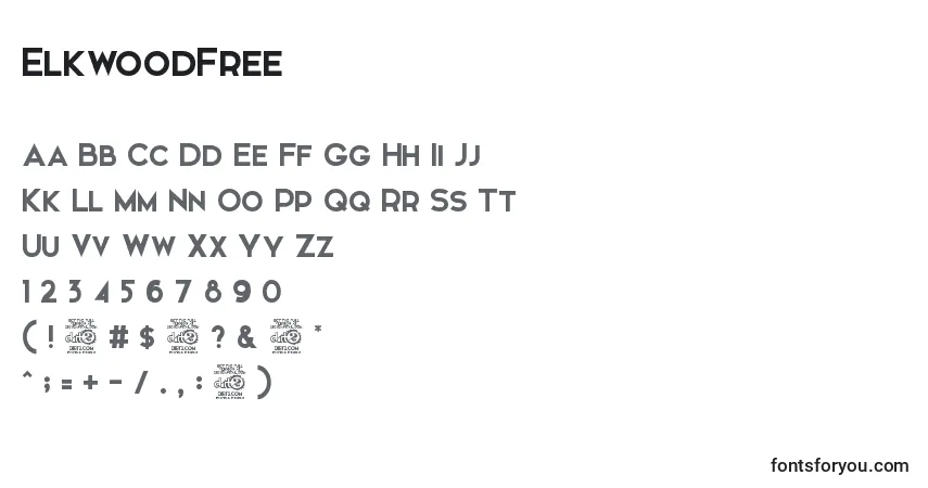 A fonte ElkwoodFree (113987) – alfabeto, números, caracteres especiais