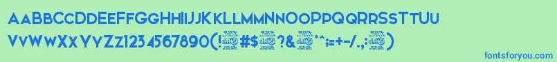 ElkwoodFree-fontti – siniset fontit vihreällä taustalla