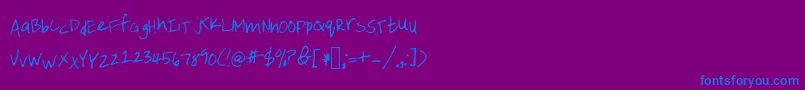 Fonte Emileehandwriting – fontes azuis em um fundo violeta