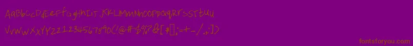 Emileehandwriting-Schriftart – Braune Schriften auf violettem Hintergrund