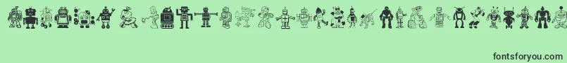 Robots Font – Black Fonts on Green Background