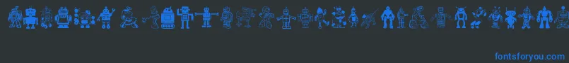 Robots-Schriftart – Blaue Schriften auf schwarzem Hintergrund