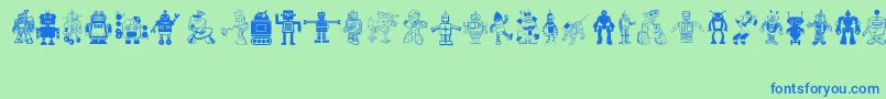 フォントRobots – 青い文字は緑の背景です。