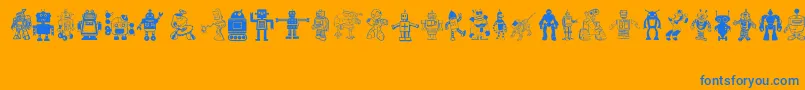 Robots-Schriftart – Blaue Schriften auf orangefarbenem Hintergrund