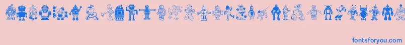 Robots-Schriftart – Blaue Schriften auf rosa Hintergrund