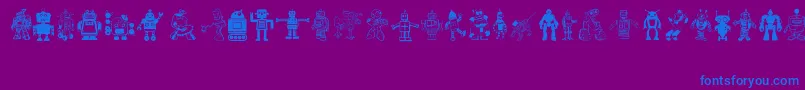 Robots-Schriftart – Blaue Schriften auf violettem Hintergrund