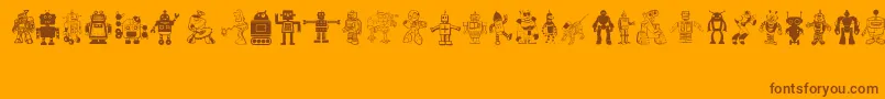Fonte Robots – fontes marrons em um fundo laranja