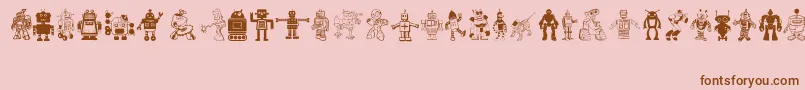 Robots-Schriftart – Braune Schriften auf rosa Hintergrund