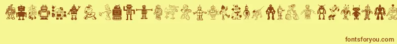 Robots Font – Brown Fonts on Yellow Background