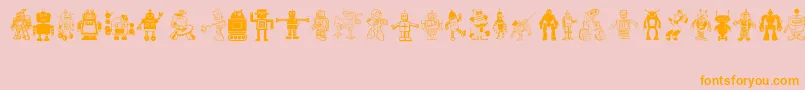 Robots-Schriftart – Orangefarbene Schriften auf rosa Hintergrund