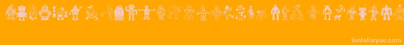 Robots Font – Pink Fonts on Orange Background