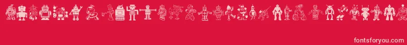 Robots Font – Pink Fonts on Red Background