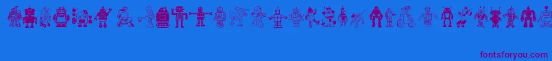 Robots Font – Purple Fonts on Blue Background
