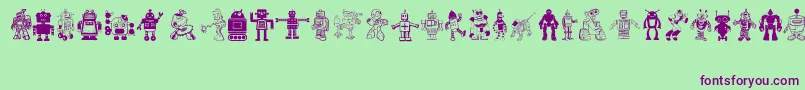 Robots Font – Purple Fonts on Green Background