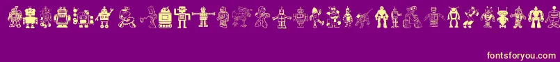 Robots-Schriftart – Gelbe Schriften auf violettem Hintergrund